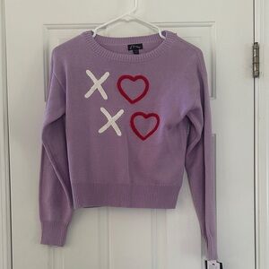 LF Lavender Sweater with Red and White XO Design